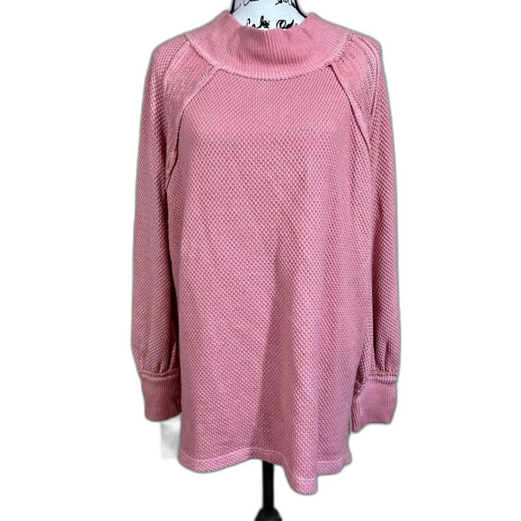 We The Free women Pink sweater waffle knit long sleeve sweater size M boho - Picture 5 of 12